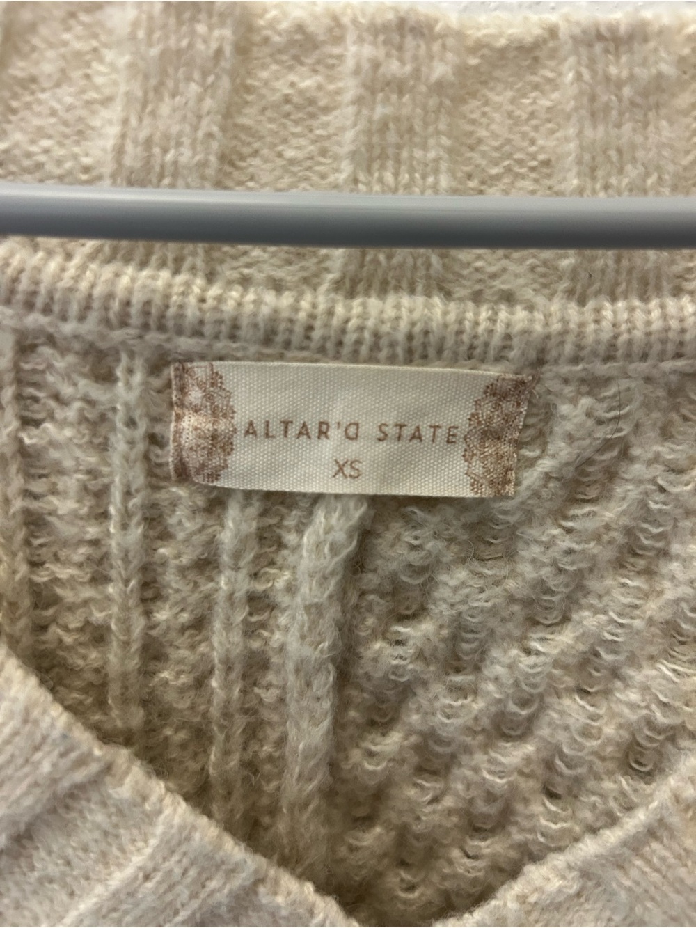 Altar'd State Cream Cable Knit V-Neck Sweater Vest - Picture 3 of 3